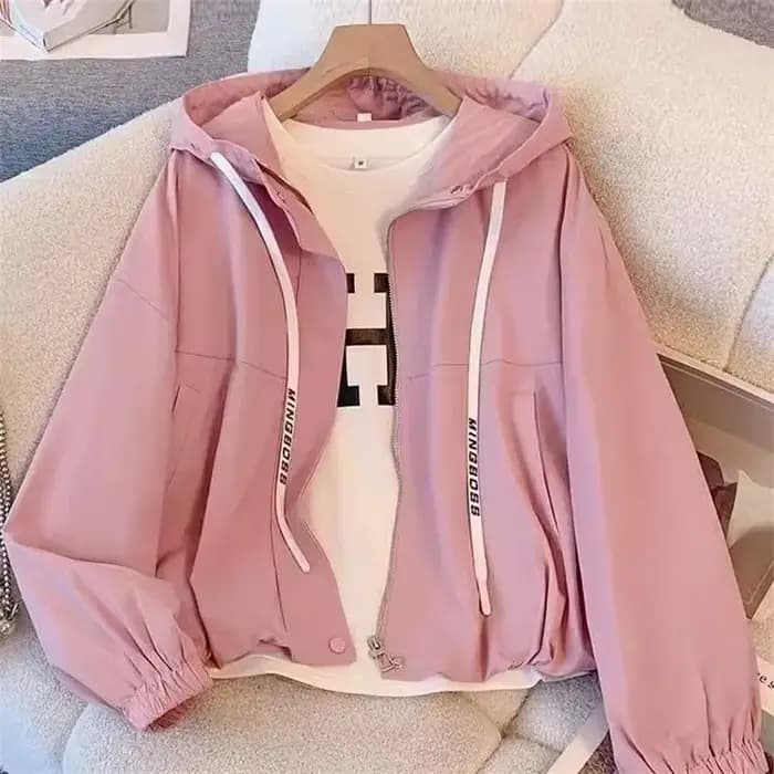 Veste à capuche pour femme, nouvelle collection printemps-automne 2026, manteau court à manches longues, vêtement de travail décontracté et polyvalent, avec fermeture éclair