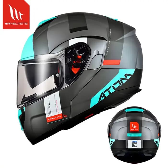 Casque rabattable brillant/mat pour moto Mt Atom Sv M-4Xl