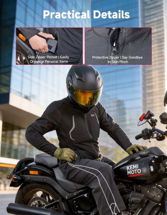 Veste d'armure de moto unisexe
