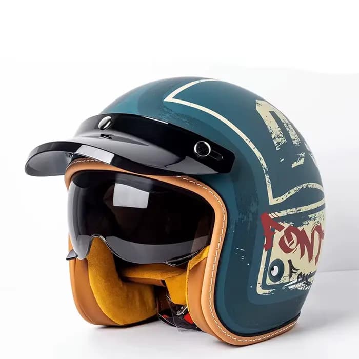 Casque moto rétro trois-quarts