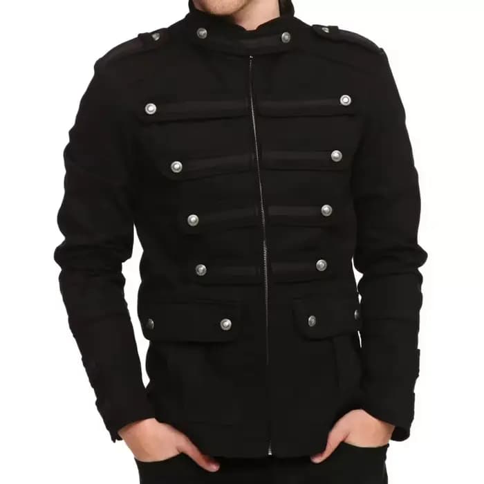 Veste pour homme, style gothique, steampunk, militaire, uniforme de parade, manteau Harajuku unisexe, noir, vintage, streetwear, coupe slim, tendance décontractée