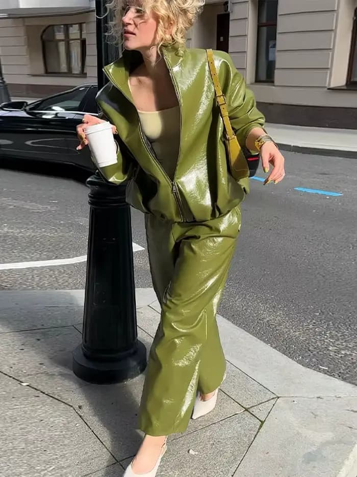 Veste en simili cuir pour femme