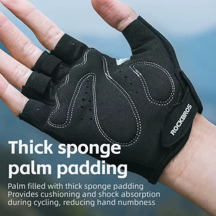 ROCKBROS gants de vélo demi doigt été respirant anti-dérapant SBR Pad antichoc vtt route