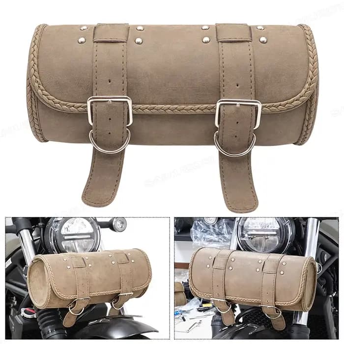 Sacoche de selle rétro en cuir pour moto