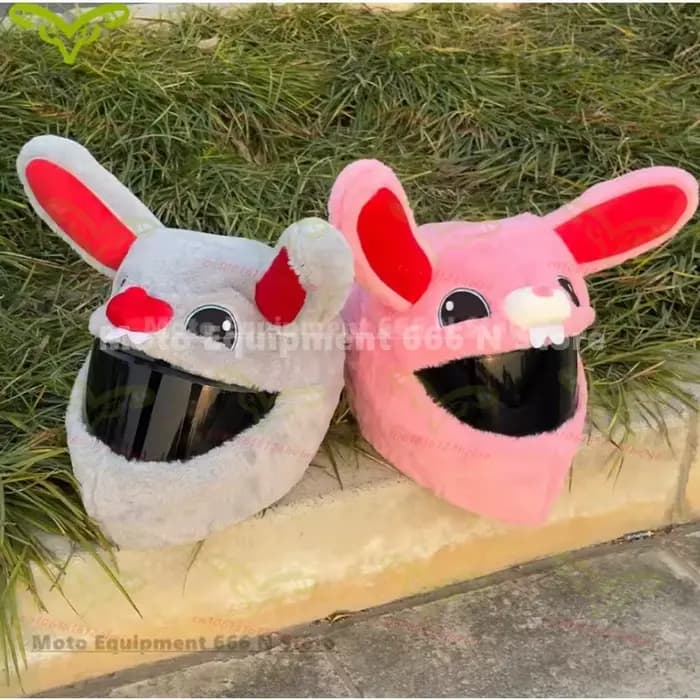 Housse de casque de moto mignonne avec des sequins en forme de lapin