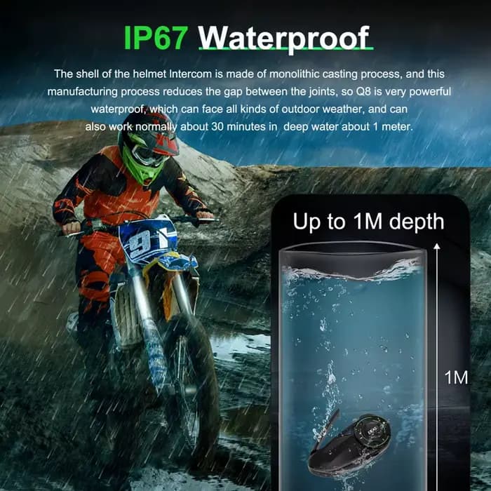 1/2 pièces EJEAS Q8 casque de moto maille 3.0 Interphone Bluetooth5.1 pour 6 coureurs 1200M