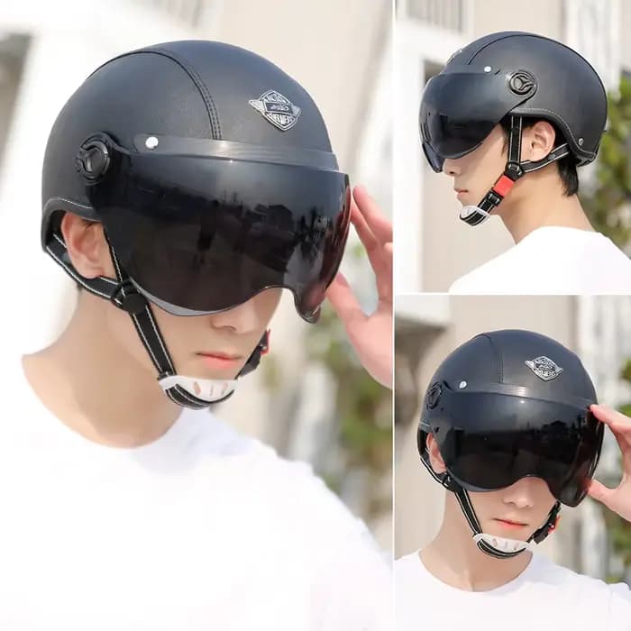 Casques de moto rétro AD avec visière Harley casque en cuir pour homme