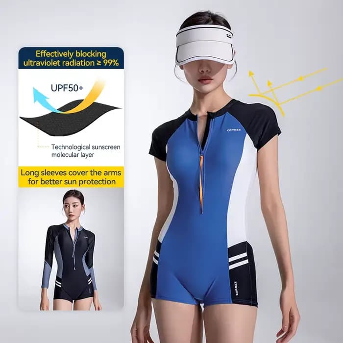COPOZZ-Maillot de bain une pièce anti UV pour femme, combinaison de plongée, mince, anti-éruption cutanée, fermeture éclair, plongée en apnée, natation, surf trempé