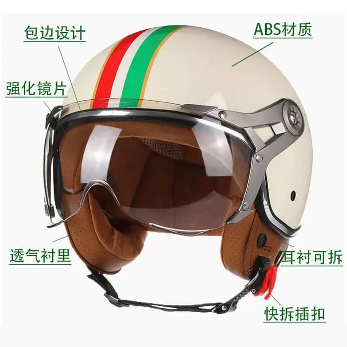 3/4 Casque De Moto visage ouvert DOT approuvé rétro Chopper Vintage