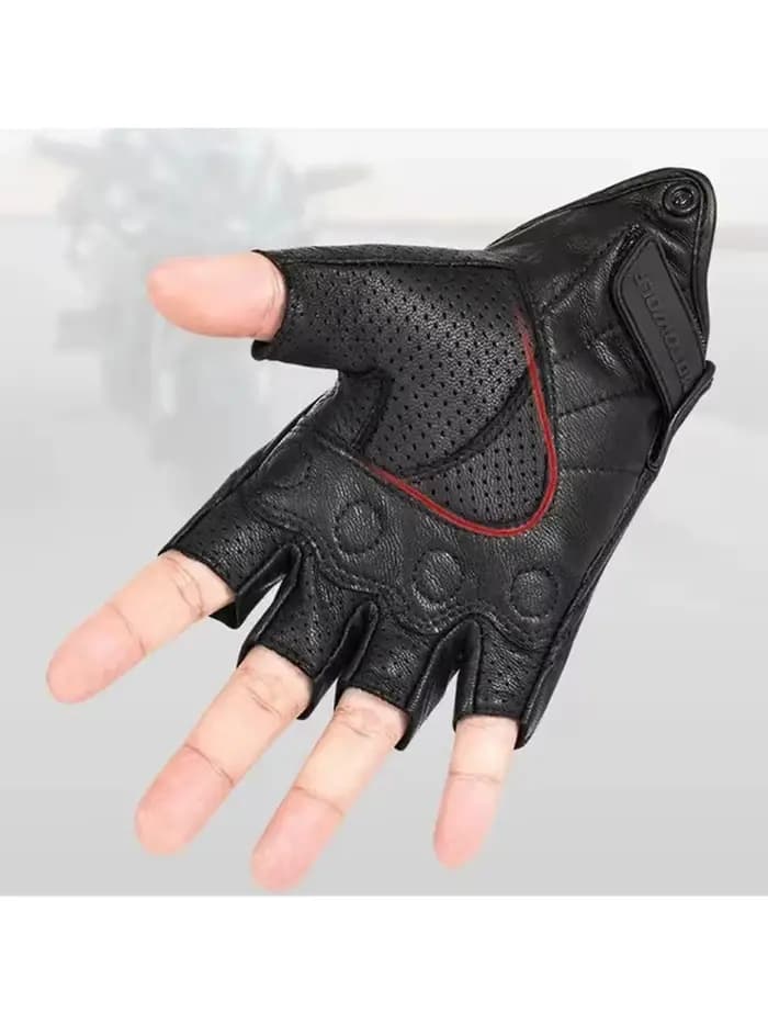 Gants de moto demi-doigt en peau de mouton