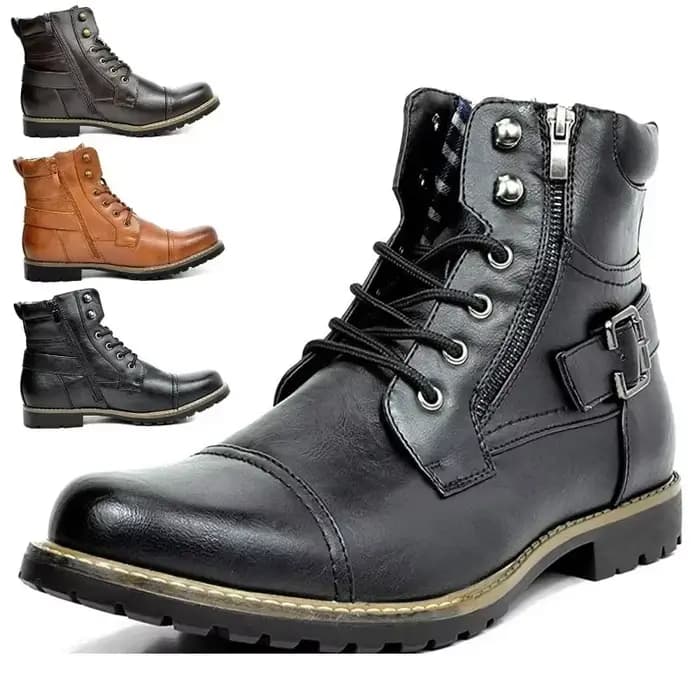 Hommes botte métal Double fermeture éclair moto