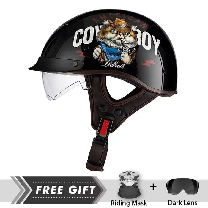Casque de moto demi-visage pour hommes et femmes