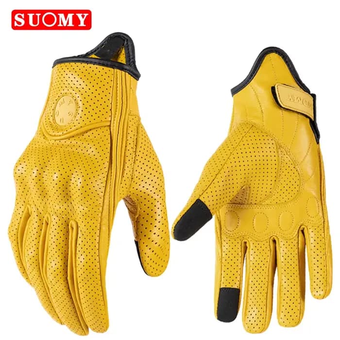 Gants de course de moto en cuir perforé pour hommes et femmes