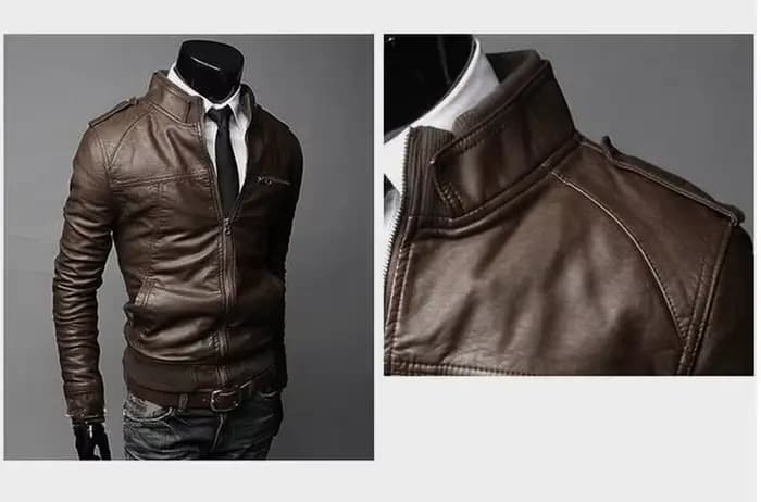 Veste de moto en cuir PU pour hommes