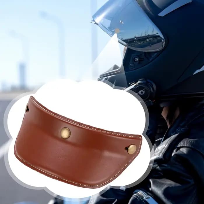 Visière de casque de moto en cuir PU légère à trois boutons