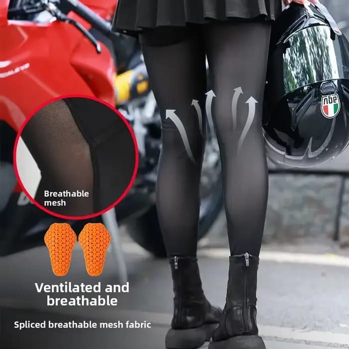 WOSAWE Pantalon-jupe de moto pour femme avec genouillères amovibles certifiées CE, respirant, en maille, élastique