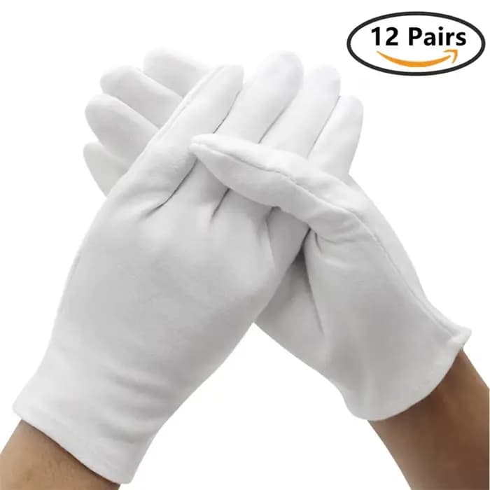 Gants de travail en coton blanc, 12 paires, pour mains sèches, Film de manipulation cérémonie, bijoux, gants d'inspection en argent, outil de nettoyage ménager