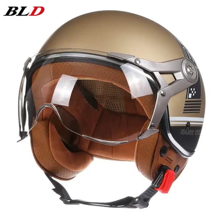Casque de Moto Vintage BLD Jet avec visière