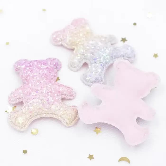 6 Pièces Accessoires Cheveux DIY Paillettes Iridescentes Appliques Ours Décoratives pour Gâteaux et Desserts Fête Anniversaire Filles