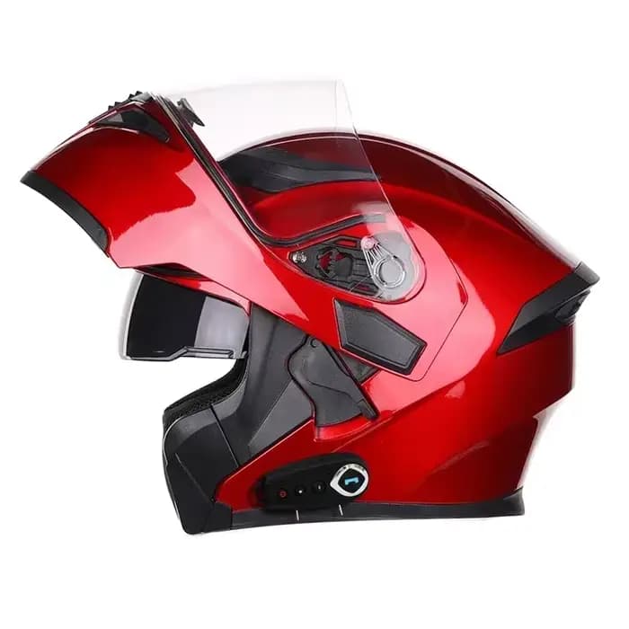 Nouveau casque Bluetooth visière rabattable double lentille Casco Moto Cool