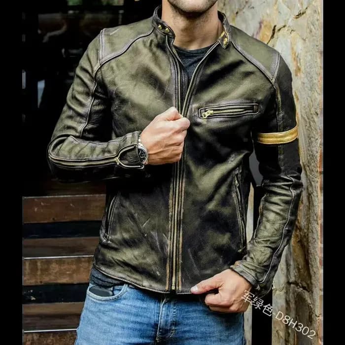 Veste de motard noire pour hommes