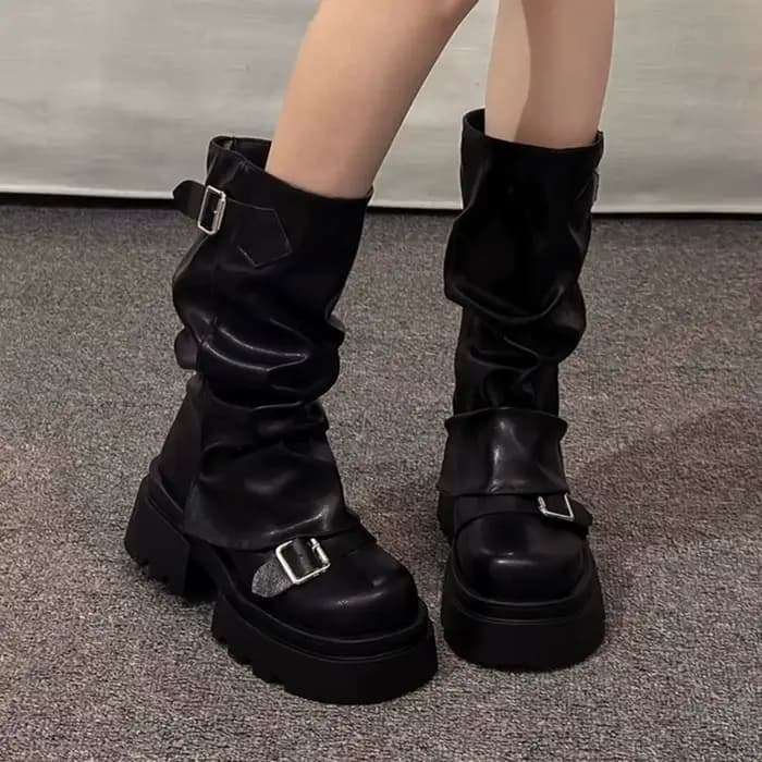 Bottes de motard à plateforme pour femmes