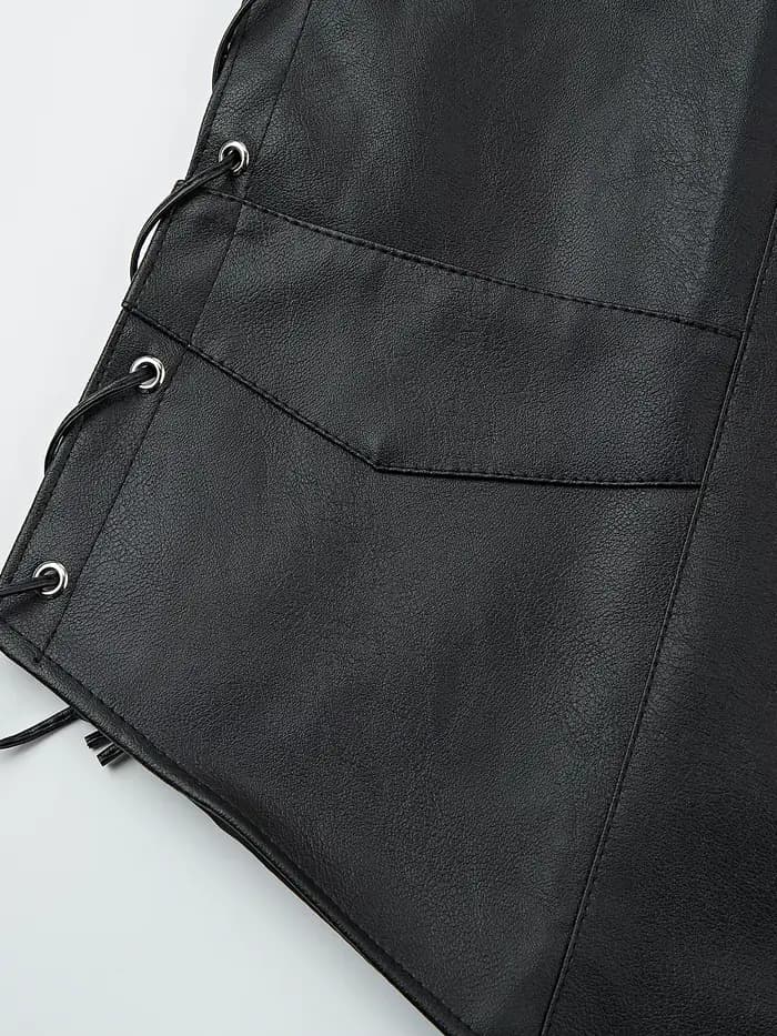 Gilet de moto vintage pour hommes – Mélange PU et polyester