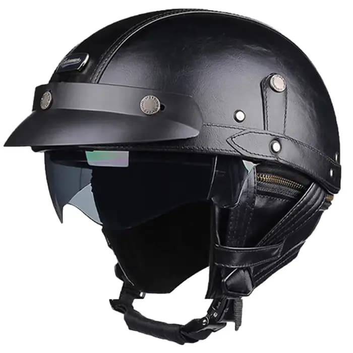 Moto cuir rétro Capacete