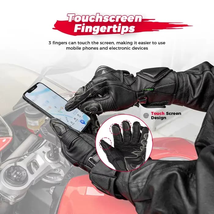 KEMITOUR gants de Moto en cuir