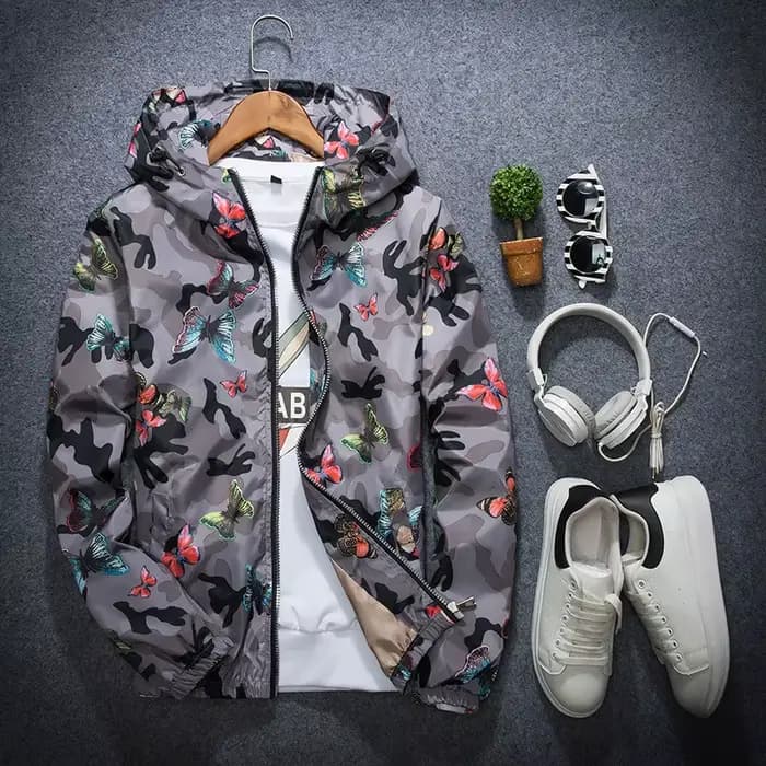 Vestes à capuche femmes manteaux 2025 automne vestes de base coupe-vent femme imprimé papillon fleuri dames veste légère à fermeture éclair