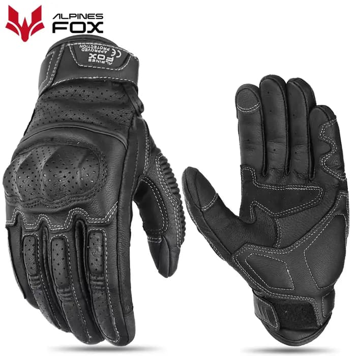 Gants de moto Vintage en cuir véritable