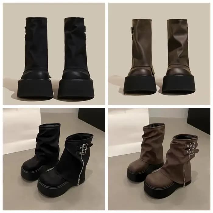 Bottines de motard à plateforme Y2K Punk pour femmes