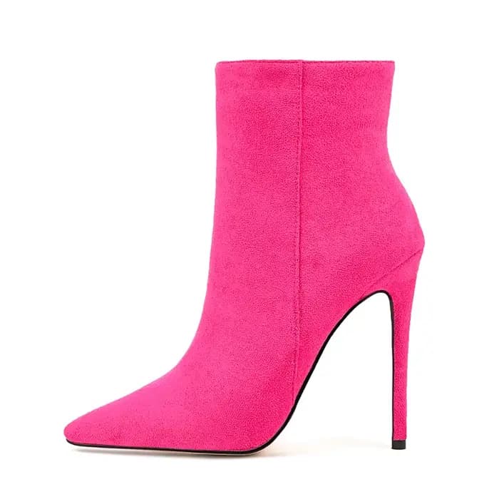 Bottes à talons aiguilles en daim pour femmes, chaussures Sexy à bout pointu, mi-mollet, chaussures de mariage, fermeture éclair latérale, chaussures à talons hauts, grande taille 35-45