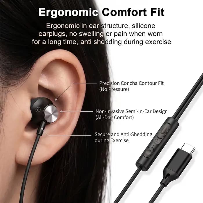 Écouteurs filaires USB Type C HiFi avec son surround et micro pour Samsung Galaxy S25 S24 S23 S22 S21, casques intra-auriculaires 3,5 mm