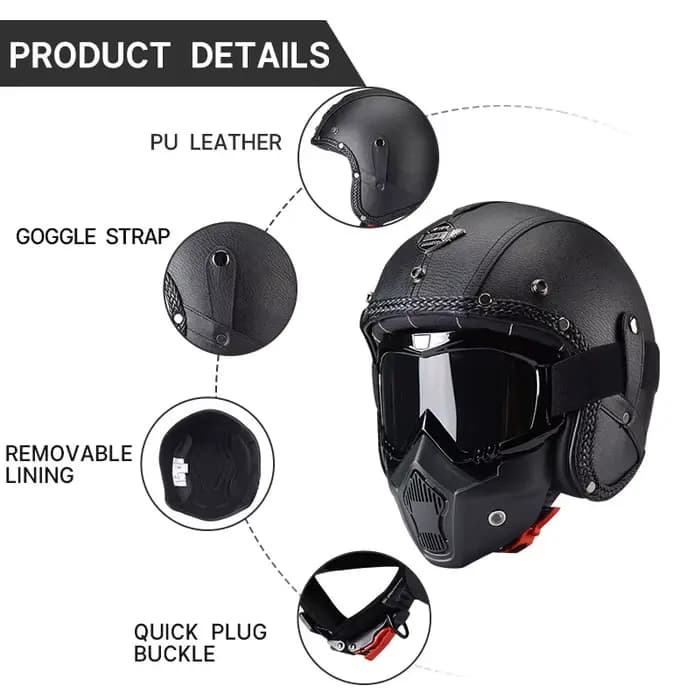 Casque de moto vintage pour homme