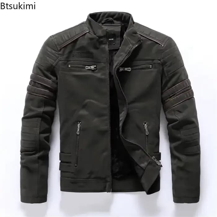 Veste de pilote en cuir PU pour hommes