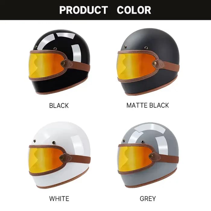 Casque de moto en fibre de verre intégral style vintage certifié DOT