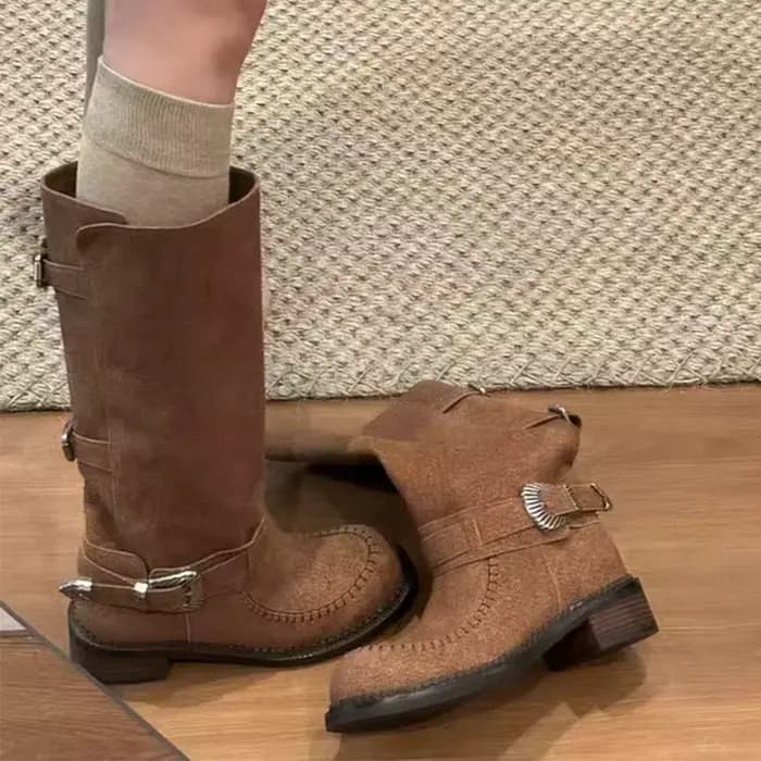 Bottes longues pour femmes chaussures à talons mi-hauts De créateur hiver grosses bottes Chelsea 2025 bottes gothiques De marche nouvelle tendance Mujer De Botas