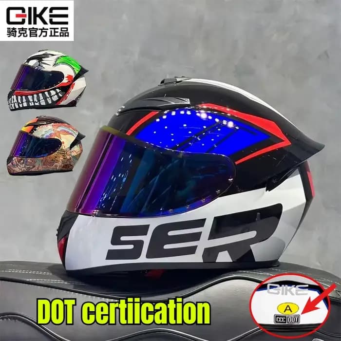 Casque certifié QIKE DOT Red Venom intégral pour moto avec plusieurs aérations