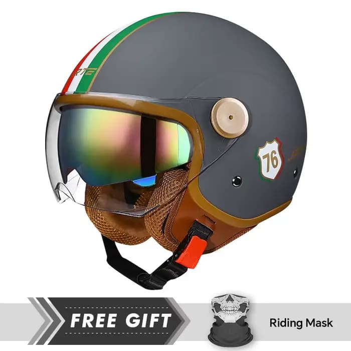 Casques de moto à Double lentille rétro DOT 3/4