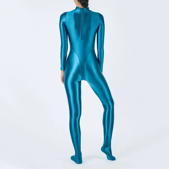 Combinaison brillante pour femmes, maillot de bain une pièce, manches longues, collants complets, Body, entraînement, Fitness, Yoga, protection contre les éruptions cutanées