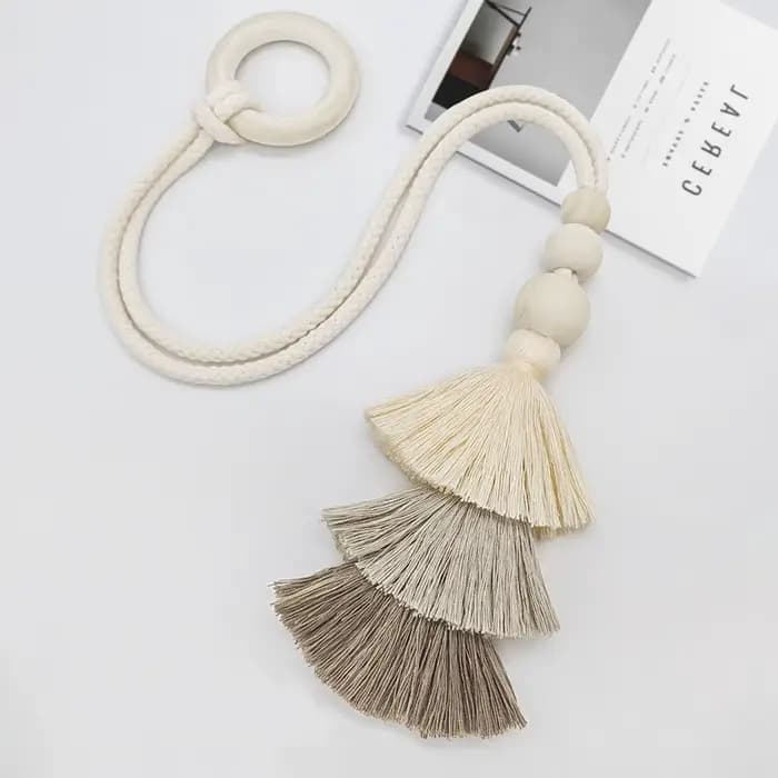 Accessoires de rideaux bohèmes, boucle de rideau simple avec décoration en pompon