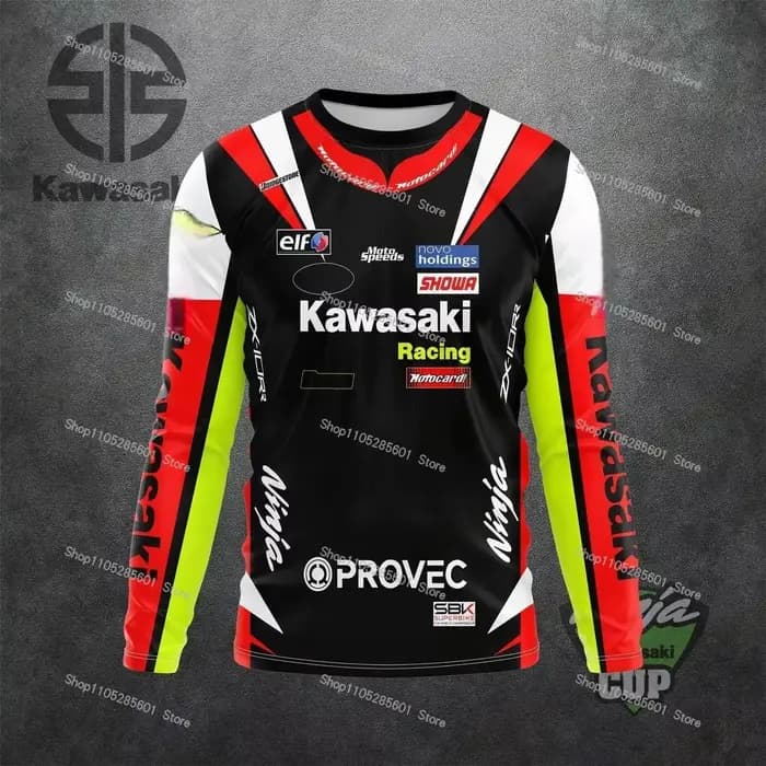 Haut à manches longues Kawasaki Racing Off-Road Motorcycle 2026 pour homme