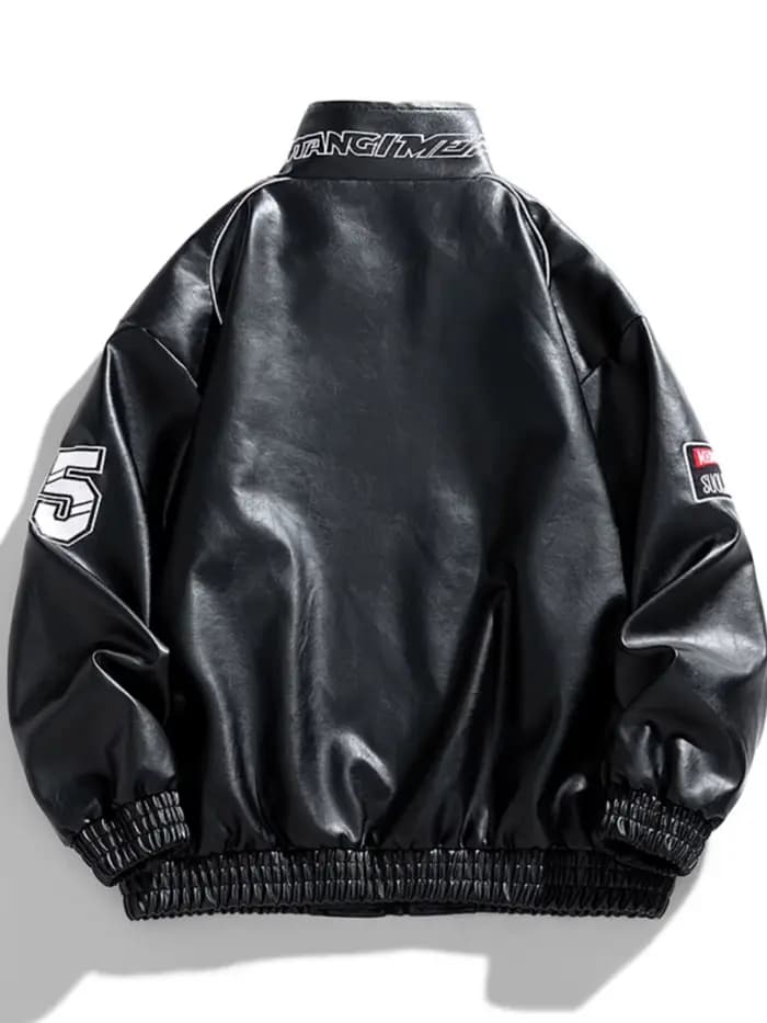 Veste de moto en cuir PU pour homme