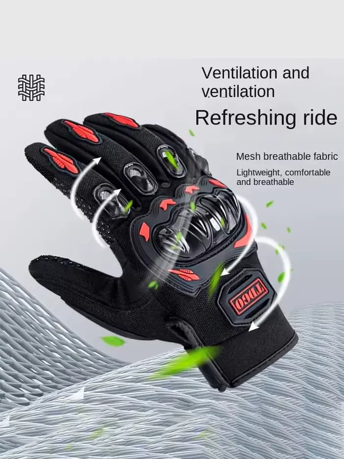 Gants de moto d'été respirants à doigts complets