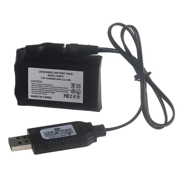 Batterie de rechange pour gants chauffants 7.4V 3000mAh 2S Lithium Polymère pour gilet chauffant