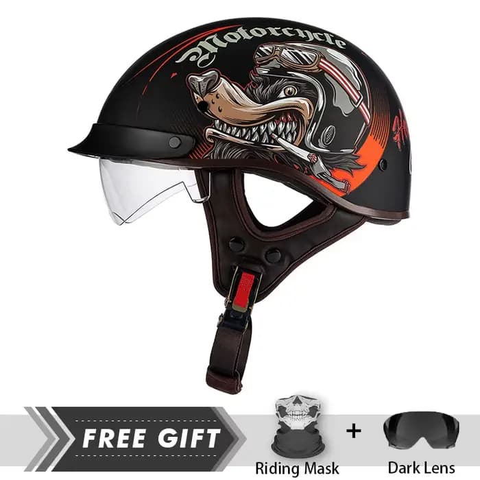 Casque de moto demi-visage pour hommes et femmes