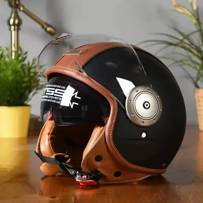 Casques de moto en cuir rétro certifiés ECE DOT