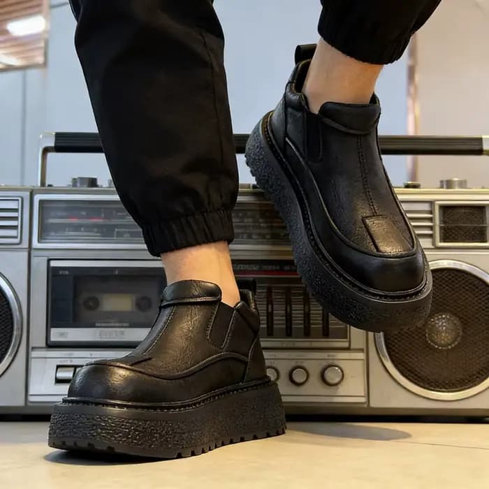 Bottes de moto à semelles épaisses pour hommes
