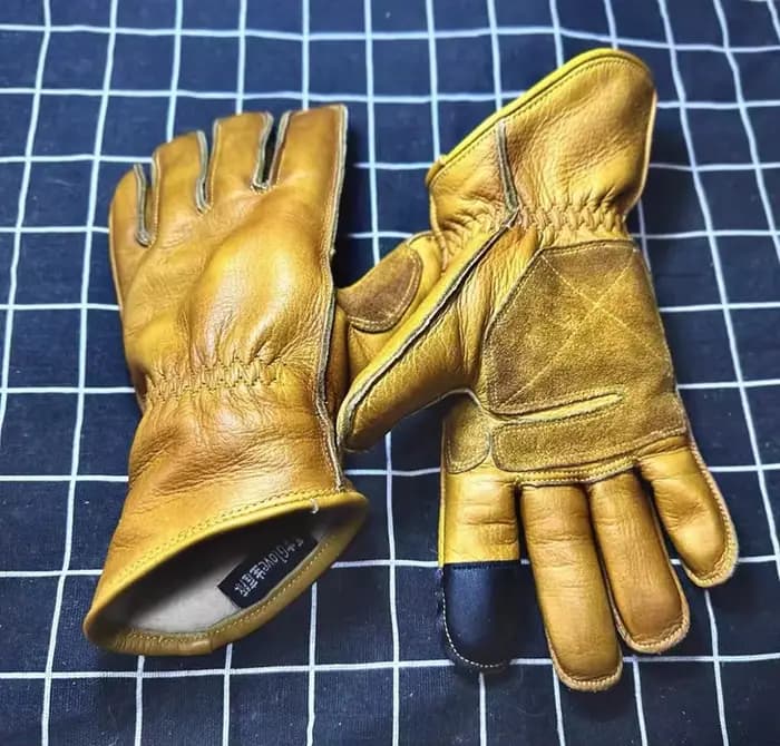 Gants de course de moto en cuir vintage faits à la main